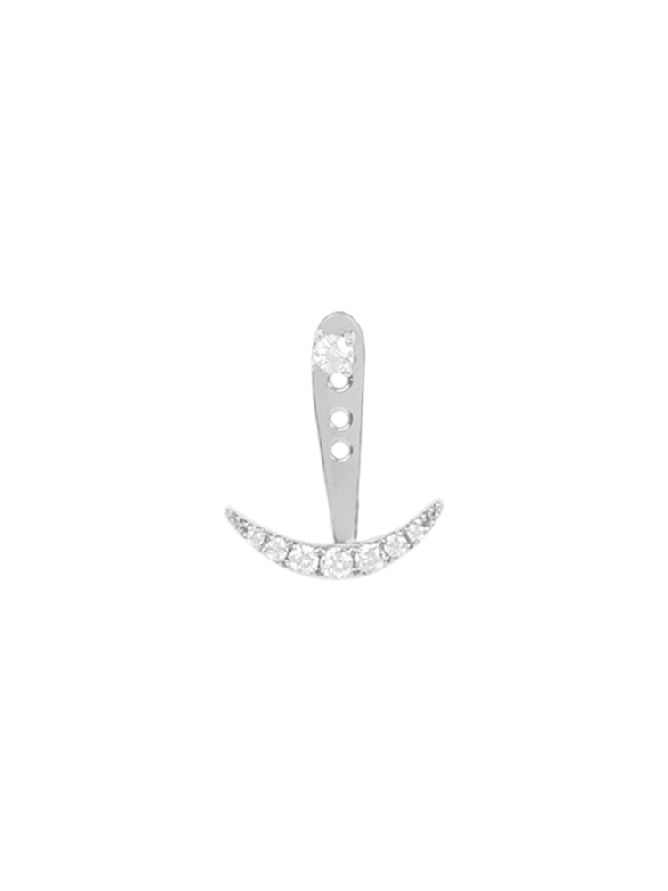 Djula Boucle D'oreille single pendante rayon de lune ( collection graphique) Or blanc 18 Carats et diamants référence : AM00896E